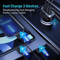 Pengisi Daya Cepat 138W Tipe C USB untuk Mobil 12-24V QC18W PD30W PD100W Multi-Protokol Pengisian Cepat Grosir Pabrik Kustomisasi