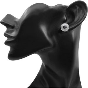 Ornaatis Diamond Halo Stud <b>Earrings</b> 2.16 Cttw Round Cut White Gold Screw <b>Back</b> Women's Everyday Wear - Product Image 3