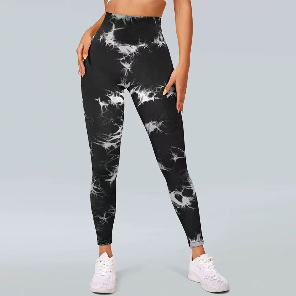 Tie Dye Plus Size Seamless Butt Lifting Long Pants Tight High Waist and Elastic Sports Fitness Yoga Pants for Woman