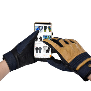 Guantes de montar a caballo de piel de vaca, antideslizantes, con absorción de impactos, con pantalla táctil, para hombres, uso en bicicleta para adultos - Product Image 1