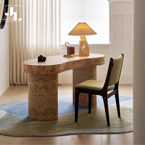 Estilo de diseñador Villa Sala de estar Árbol Tumor Textura Mesa auxiliar redonda Dormitorio de hotel Mesa de esquina de lujo de madera Muebles - Product Image 4