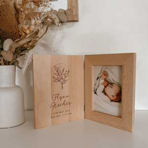 JUNJI Cadre photo personnalisé en bois fait à la main pour bébé Cadre gravé personnalisé pour souvenir de nouveau-né Nouvelle maman Idée cadeau pour le premier anniversaire - Product Image 4