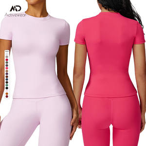 Camicie da allenamento da <span class=keywords><strong>donna</strong></span> di marca personalizzate più vendute all'ingrosso magliette sportive a compressione Dry Fit Yoga Gym Basic Top - Product Image 1