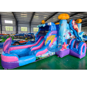 Combo Toboggan Aquatique et Château Gonflable Thème Sirène pour Anniversaire, Toboggan Aquatique Extérieur Gonflable pour Fille, Château Gonflable à Vendre - Product Image 3