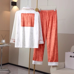 Conjunto de Pijama de Terciopelo Vintage al por Mayor para Mujer, Manga Larga, con Botones, de Velour Arrugado, Ropa de Dormir de 2 Piezas - Product Image 2