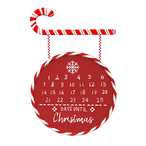 Custom Christmas Design Red White Stripes Round December Metal Calendar 2024 For Hanging Indoor Home Decoration