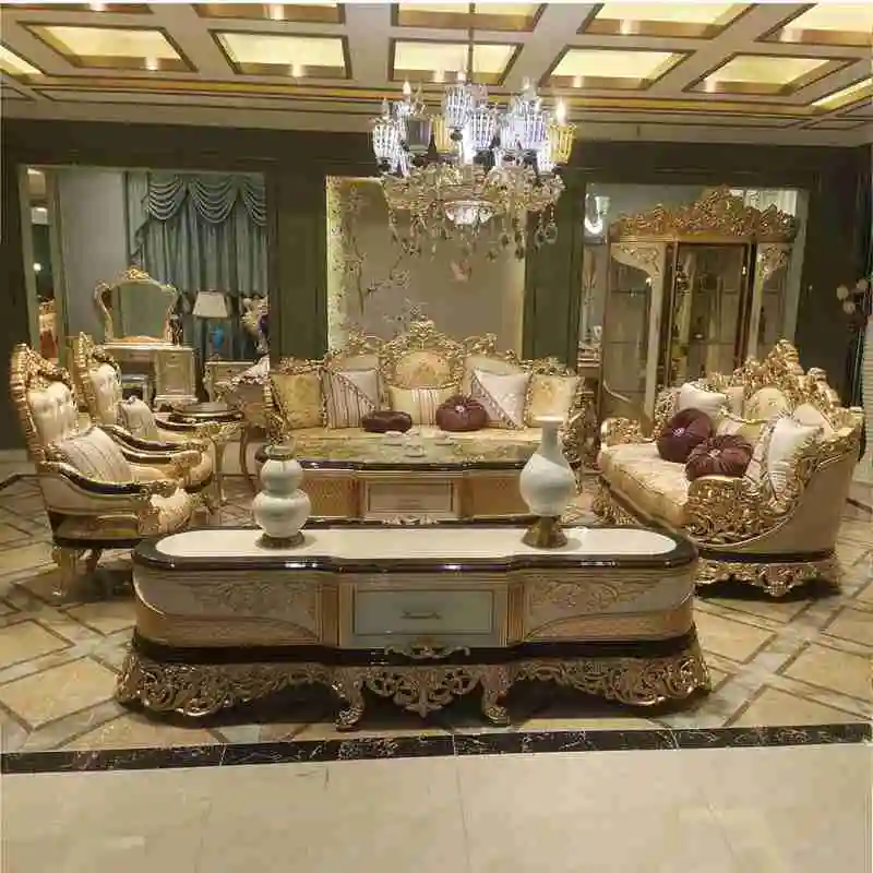 Royal sofa set mobili da soggiorno di lusso francese, mobili da soggiorno sedie antiche set di divani vintage