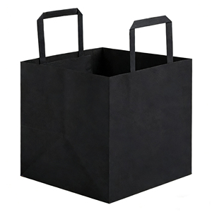 Sacs en papier kraft lourd personnalisés noirs avec poignées portables, adaptés pour l'emballage de vêtements, d'aliments, d'artisanat et pour le shopping - Product Image 1
