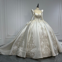 Robe de mariée élégante en satin doux et pailleté Jancember XS233 avec manches amovibles