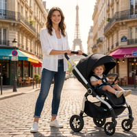 Poussette de luxe 4 en 1 pour bébé, pliable, compacte, portable, réversible, pour bébé de 0 à 3 ans