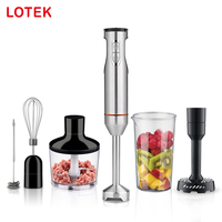Mixeur Plongeant Électrique Multifonctionnel pour Smoothies, Broyeur à Glace Silencieux, 21 Vitesses Variables, 4 Lames, en Plastique