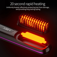 Cepillo Alisador de Cabello Inalámbrico para el Hogar Inteligente con Pantalla LED de Temperatura, Iones Negativos Eléctricos y Peine Caliente de Cerámica