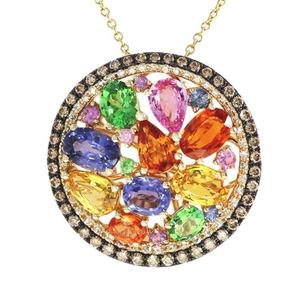 จี้เงินแท้ 925 ชุบสองสี ดีไซน์แฟชั่นขายส่ง ประดับเพชร CZ หลากสีทรงลูกแพร์ - Product Image 1