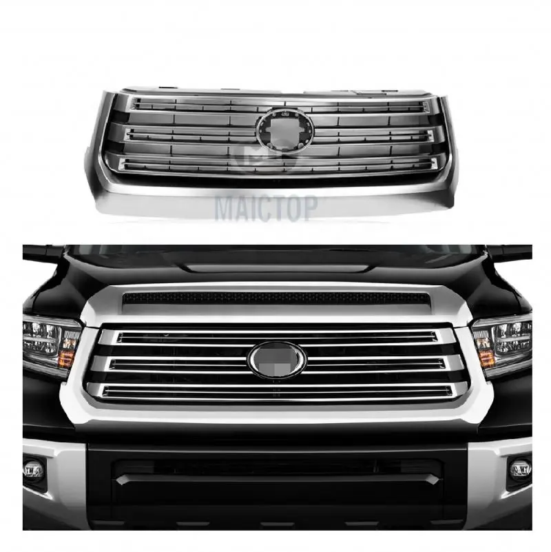 Maictop Auto Body Systemen Auto Bumpers Zilver Chroom Bovenste Grille Voor 2018 2019 Toendra Grill 4X4