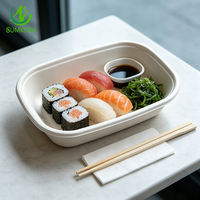 SUMKOKA 500ml Bol alimentaire rectangulaire en bagasse de canne à sucre écologique, compostable, jetable, pour plats à emporter