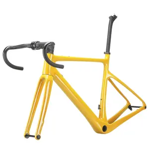 Cadre de vélo en gravier entièrement en fibre de carbone T1100 700C Cadres de vélo en gravier de course sur route avec guidon Aero BB79 UD Cadre de frein à disque - Product Image 1
