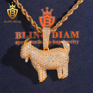 Perhiasan Hip Hop Model Kambing Bertabur Batu Moissanite Perak 925, Liontin Hewan, Promo <span class=keywords><strong>Fashion</strong></span>, dengan Sertifikat GRA - Product Image 3