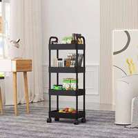 Étagère de rangement mobile pour le salon, chariot à roulettes pour collations, étagère de rangement pour toilettes, étagère de rangement domestique multicouche en plastique