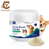 Poudre haleine fraîche pour chiens et chats à l'algue, menthe, persil et curcuma – Aide à nettoyer la pigmentation des dents et rafraîchit l'haleine
