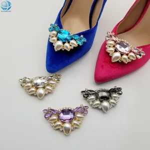Chaussures de mariage en métal avec strass et diamants, accessoires de chaussures à fleurs pour femmes, vente en gros