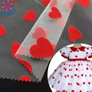 Tela de <span class=keywords><strong>Tul</strong></span> de Malla de Poliéster con Diseño Sexy, Tela de <span class=keywords><strong>Tul</strong></span> Blanco 100% Nailon con Forma de Corazón, Tela de Malla Elástica para Ropa - Product Image 1