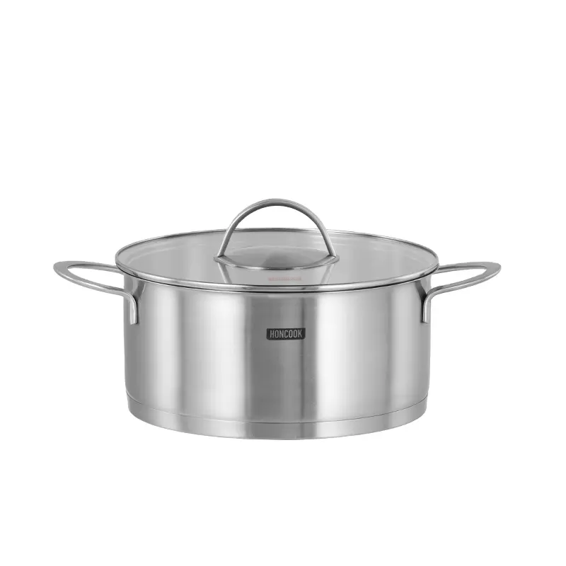 304 stainless steel matte surface soup pot casserole with tempered glass lid