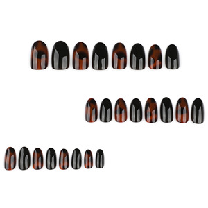 Pegatinas de Uñas Vintage Color Carey Oscuro, Uñas Postizas Brillantes Color Ámbar, Uñas Artificiales Ecológicas de ABS para Uso en Dedos, DIY - Product Image 2