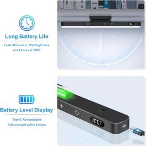 Barre lumineuse LED rechargeable 5W avec batterie 2500mAh, longueur 30cm, fixation magnétique, lumière de placard de cuisine, intensité réglable - Product Image 5