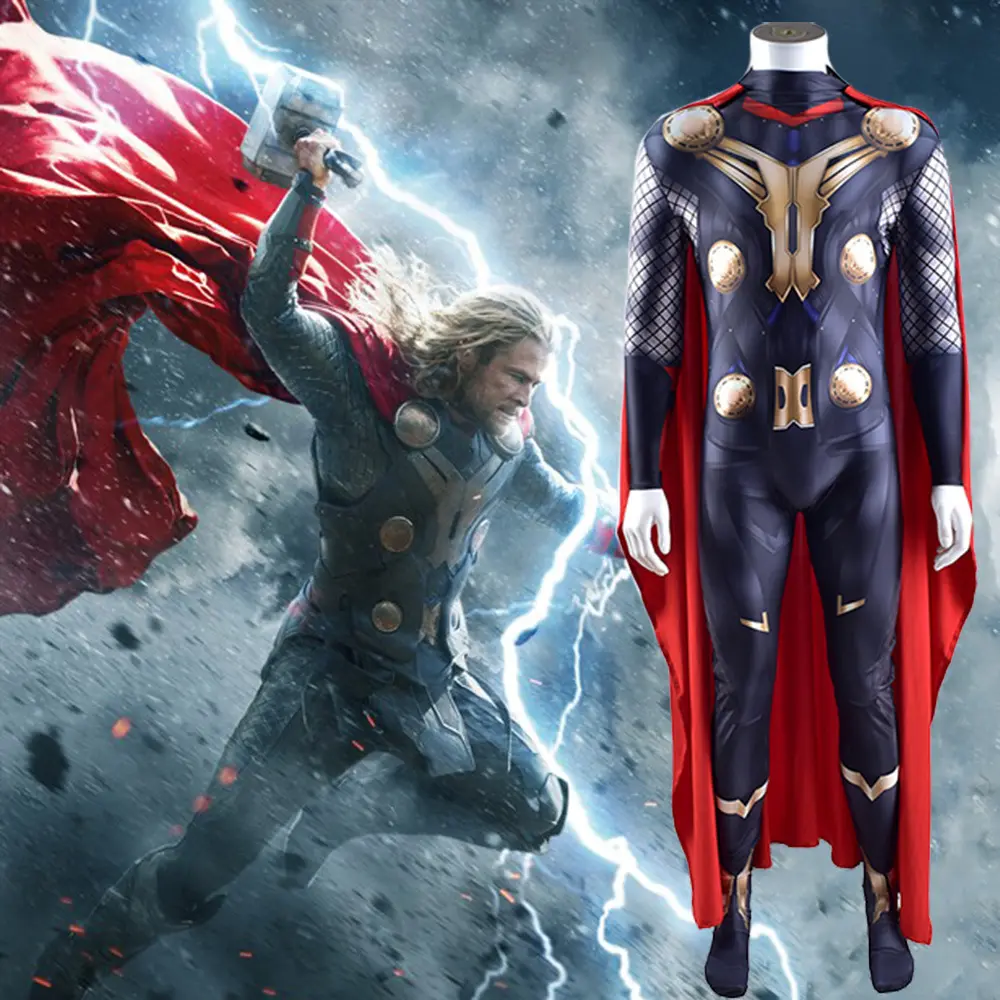 Thor Kostum Cosplay untuk Set Pakaian, Setelan Dewa Thuder, Pakaian Cosplay Halloween Kuantitas Tinggi