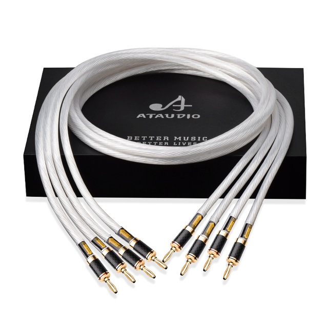 HIFI Speaker Audio Cable Copper OCC Silver-plated Banana Y Type Plug CE for for Computer/Projector/Microphone/Speaker