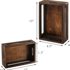 Wooden Storage Box Rectangle With Handle Retro Color For Kitchen Bathroom Fruit <b>Vegetable</b> Basket - Product Image 2