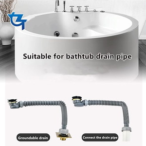 ชุดท่อระบายน้ำพลาสติกแบบแบนสำหรับอ่างอาบน้ำ อ่างล้างหน้า และห้องอาบน้ำ พร้อมตัวกรองเศษขยะ - Product Image 6