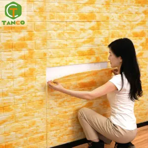 pvc surface peel and stick wall paper waterproof wallpaper tiles adhesivo para pared 3d pe foam sticker home decor
