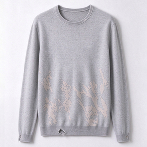 Pull en tricot décontracté pour homme, col rond, manches longues, coton respirant, logo personnalisé OEM ODM, pour adolescent. - Product Image 1
