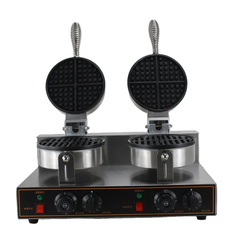110/220v elektrikli çift kafa ticari Waffle makinesi yapışmaz Waffle makinesi belçika gofreti makinesi kek fırın makinesi
