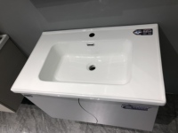 Nouvel arrivage WJL : Ensemble de meuble-lavabo mural en céramique facile à nettoyer, avec miroir éclairé, pour hôtel et maison