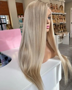 Nuova Collezione: Parrucca in Capelli Umani Europei ad Alta Densità con Cuticole Allineate, <span class=keywords><strong>Biondo</strong></span> <span class=keywords><strong>Platino</strong></span>, Liscia come Seta, con Frontale in Pizzo HD - Product Image 5
