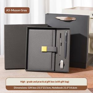 Wholesale A5 Leather Journal <b>Diary</b> <b>Notebook</b> Set Customized Logo Color Embossed Printing Exquisite Gift Box Promotional Gift - Product Image 5