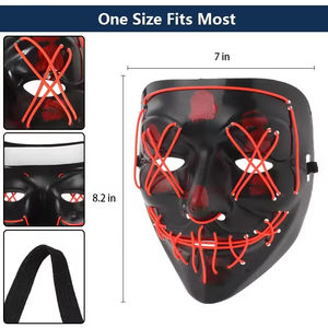 Masque facial LED El Horror en gros, masque LED Joker en PP à lumière froide pour Halloween, masque LED en forme de V pour soirée costumée - Product Image 5