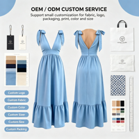 Robe longue sexy dos nu à col en V avec nœud, sans manches, taille haute, ourlet à volants, coupe ajustée, pour les vacances à la plage, pour femme
