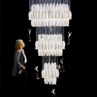 Lustre moderne VEKO, lustre artistique pour salle à manger, lumières en céramique avec fleurs et oiseaux pour la maison