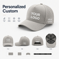 Casquette de golf personnalisée 5 panneaux haute performance en polyester imperméable perforée au laser, casquette de sport à logo haute densité, casquette snapback