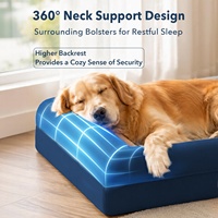 Coussin pour chien moderne et solide avec support cervical 360°, en velours cristal imperméable et mousse alvéolée, pour détaillants et usines sur mesure