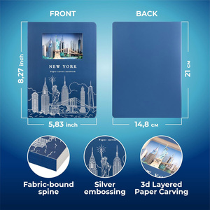 Carnet à couverture rigide à grille de points (120 pages) avec découpe 3D de paysage urbain de New York, Statue de la Liberté et Pont de <span class=keywords><strong>Brooklyn</strong></span> - Product Image 4