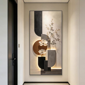 Arte Mural Enmarcado de Estilo Brillante, Arte Moderno Abstracto, Pintura de Porcelana de Cristal para Decoración de Paredes de Sala de Estar, Dormitorio u Oficina, Venta al Por Mayor - Product Image 4
