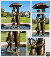 Statue de couple grandeur nature en bronze moderne personnalisée, fontaine de piscine extérieure avec technique de moulage, collection d'art, thème de l'amour