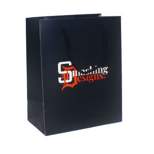 Embalaje OEM de papel artístico de 250gsm, embalaje de ropa personalizado, regalo azul, bolsa de papel de fondo cuadrado para compras - Product Image 1