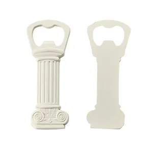 Design Your Own Roman Columns Shape Pure White Color 3D Zinc Alloy Metal Soda Can Beer Bottle Opener Custom Logo Shape