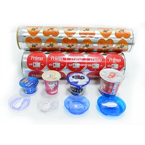 Samengesteld Food Grade Plastic Yoghurt Cup Gelamineerd Film Roll Aluminium Verpakking Folie Deksels Voor Fles Afdichting