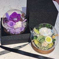Flor Preservada Real en Cúpula de Cristal, Regalo del Día de la Madre para Mamá, Mujer, Navidad y Ocasiones de Graduación